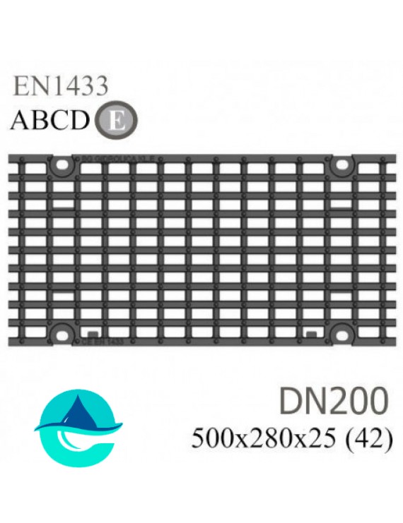 DN200 E600 Optima решетка чугунная ячеистая "волна"