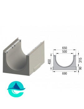 Лоток бетонный водоотводный ЛВК ВМ Sir 500 № 0/0