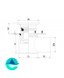 Трап мини 150х150 с горизонтальным выпуском ∅ 110мм двухкорпусный с фланцами под гидроизоляцию