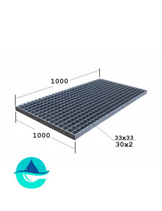 P 1000х1000 30/3 33х33 Zn решетчатый прессованный оцинкованный настил