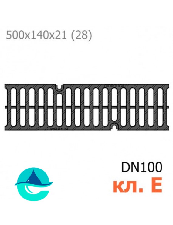 РВ-10.14.50 Gidrolica Super решетка чугунная щелевая, кл. E600